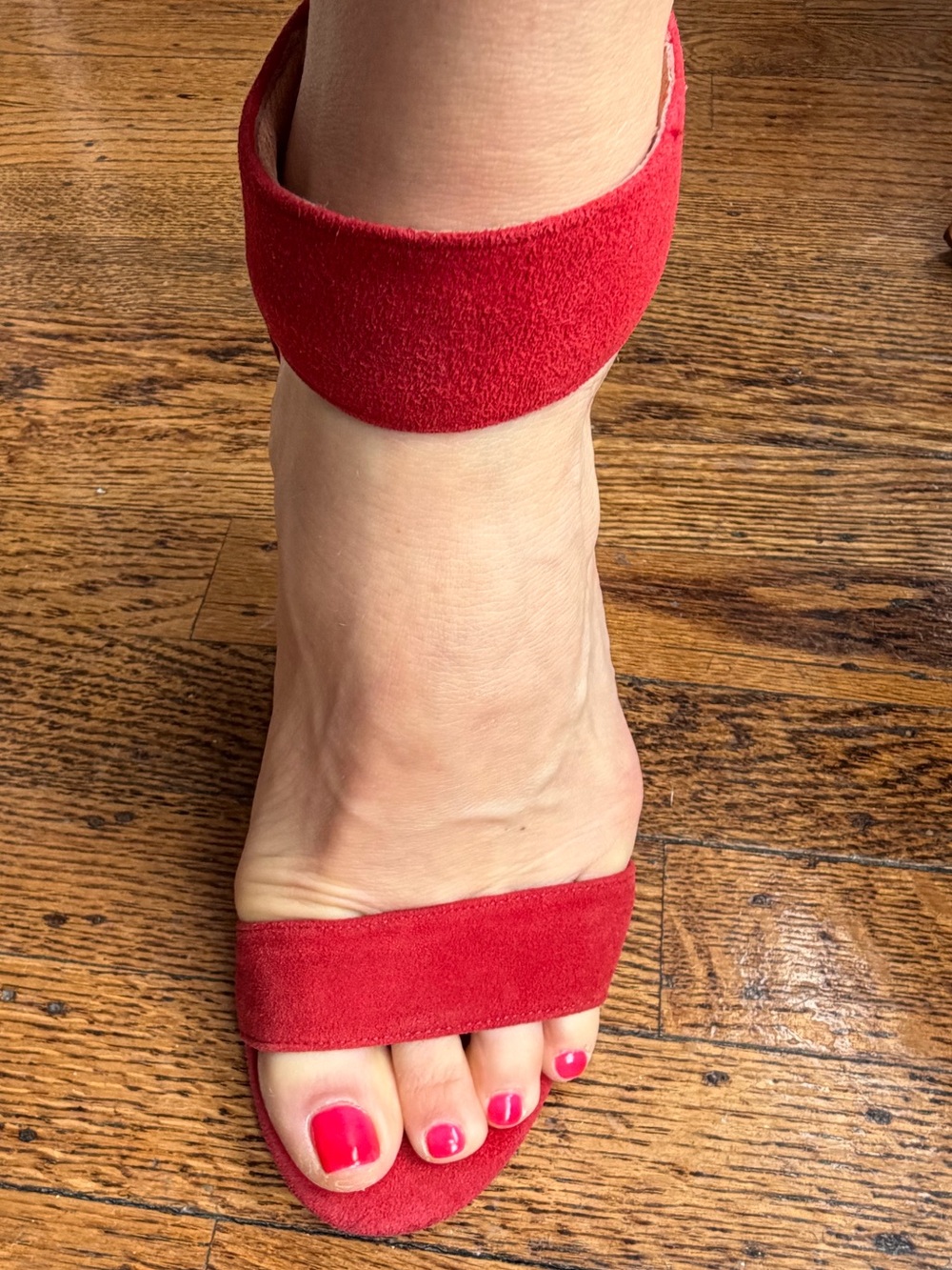Jeffrey Campbell Red Suede Ankle-Strap Heels